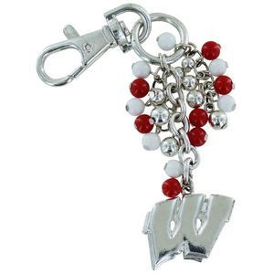 Wisconsin Badgers Beaded Dangle Keychain